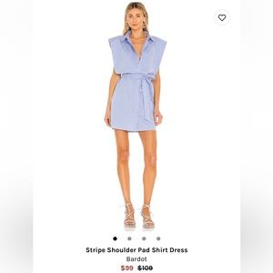 Bardot stripe shoulder pad shirt dress